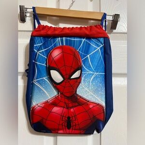 Marvel Spiderman Drawstring Bag 3-D Image  Red White Blue
